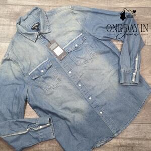 True Religion Snap Front Long Sleeve Shirt Size S